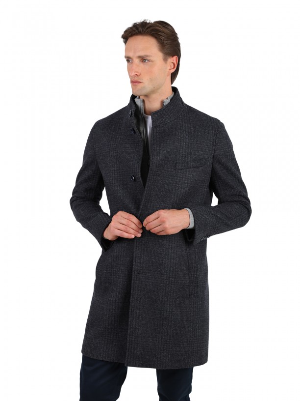 Pattern slim fit overcoat