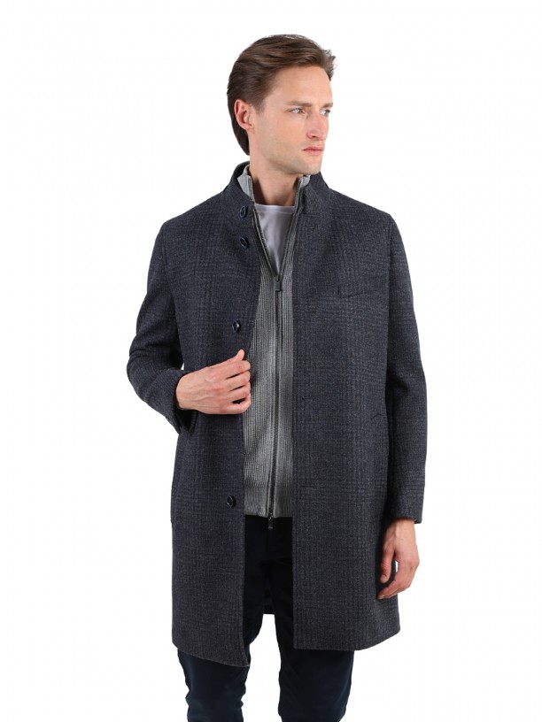 Pattern slim fit overcoat