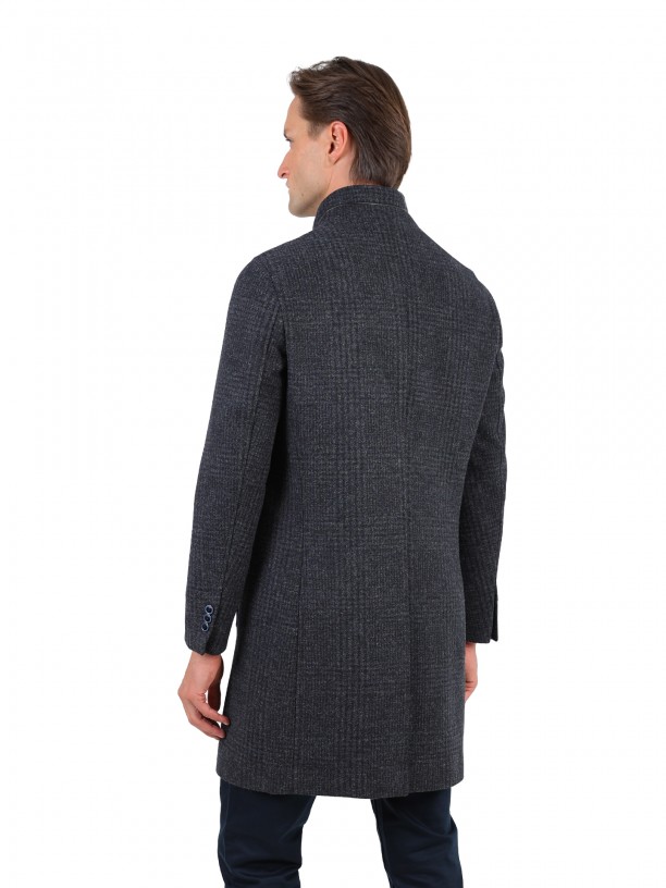 Pattern slim fit overcoat