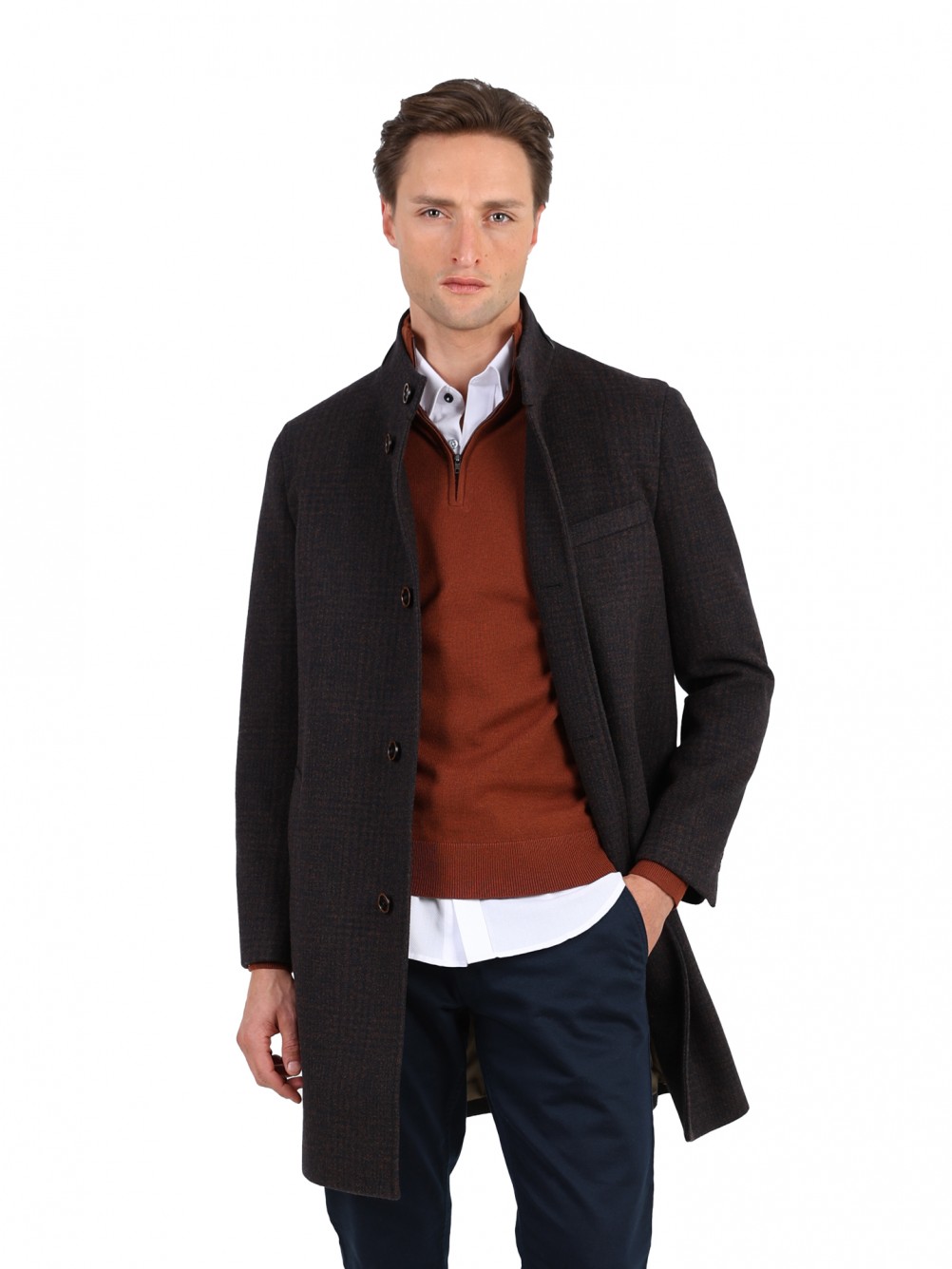 Sobretudo slim fit com padr�o
