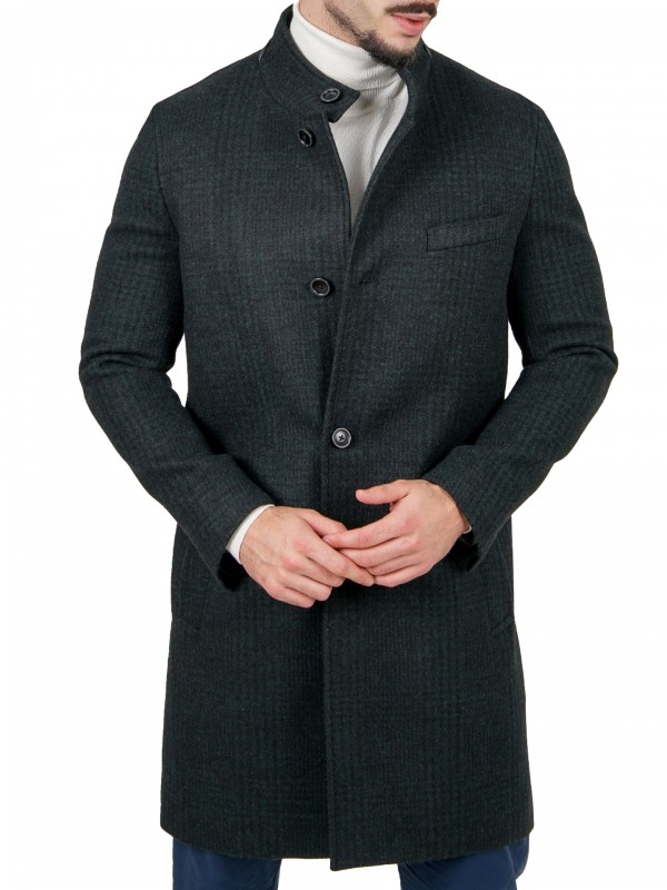 Pattern slim fit overcoat