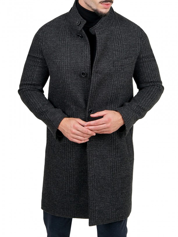 Pattern slim fit overcoat