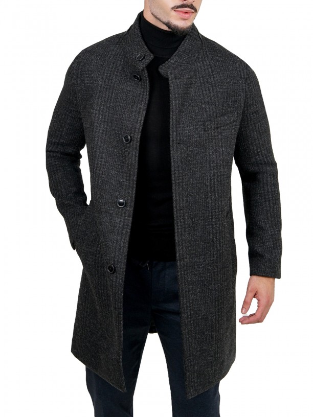 Pattern slim fit overcoat