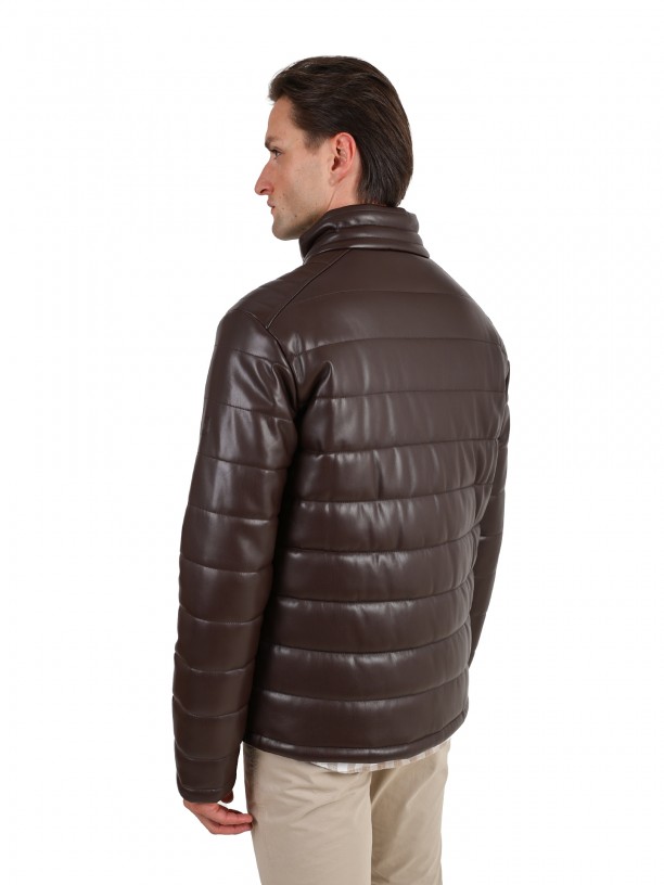 Padded leather jacket