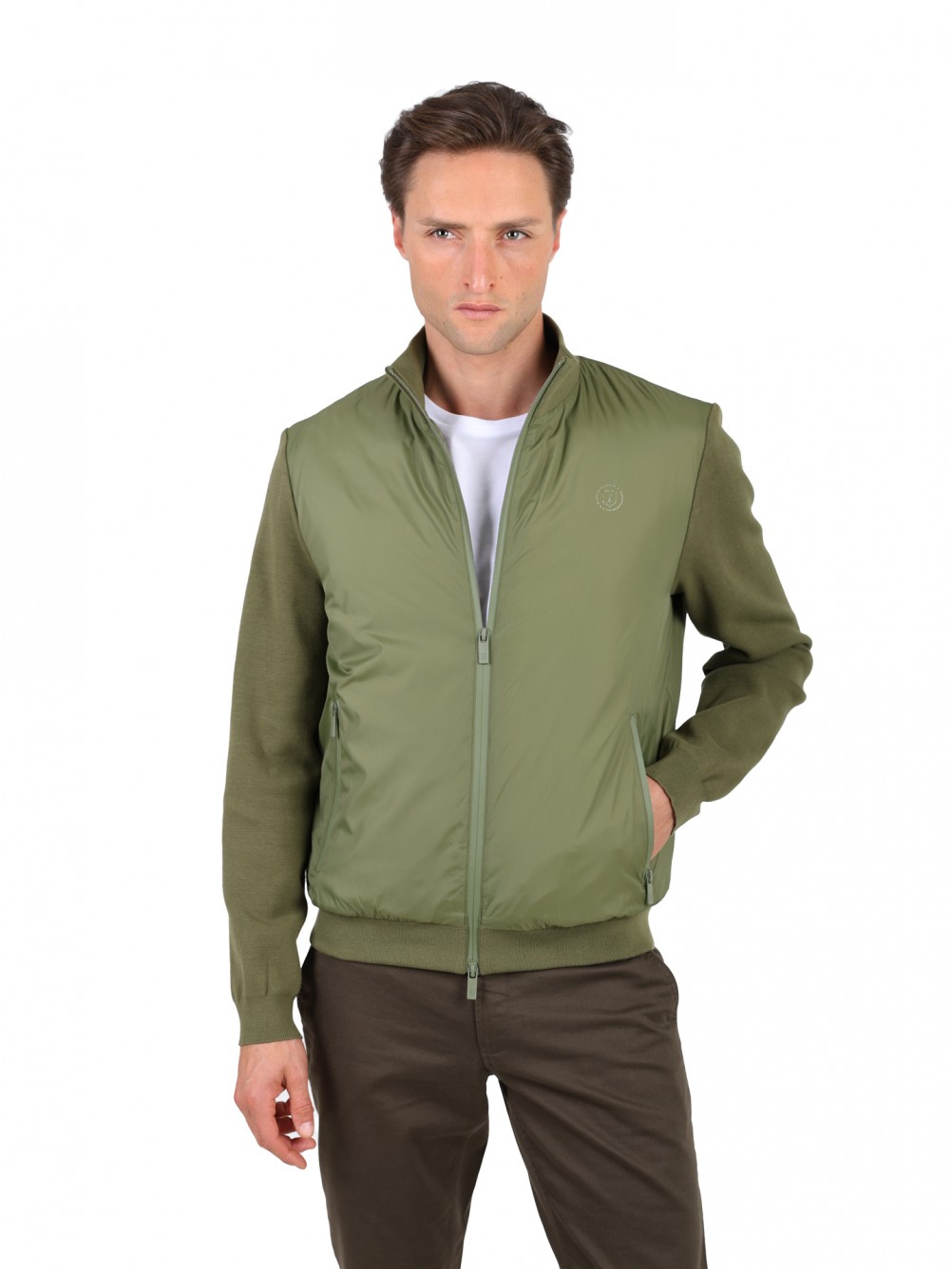 Chaqueta bomber combinada elástica