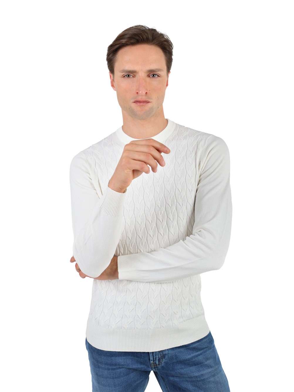 Camisola de malha com efeito entrançado