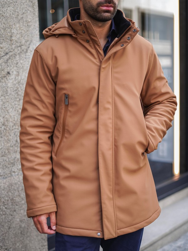 Quilted technical coat with hood