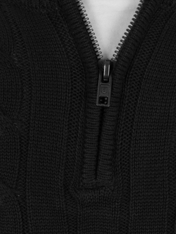 Half-zip sweater with a braided effect