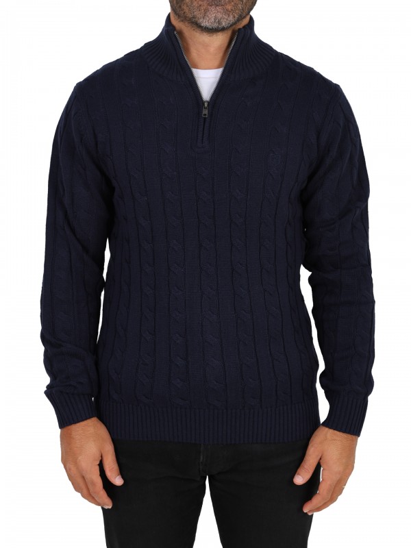 Half-zip sweater with a braided effect