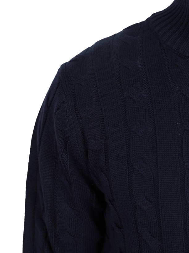 Half-zip sweater with a braided effect