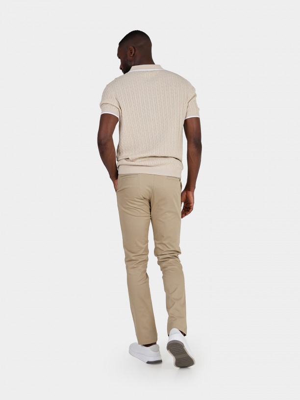 Slim fit elastic cotton chino trousers