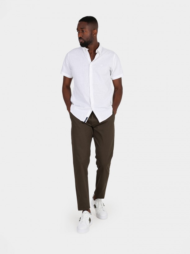 Slim fit elastic cotton chino trousers