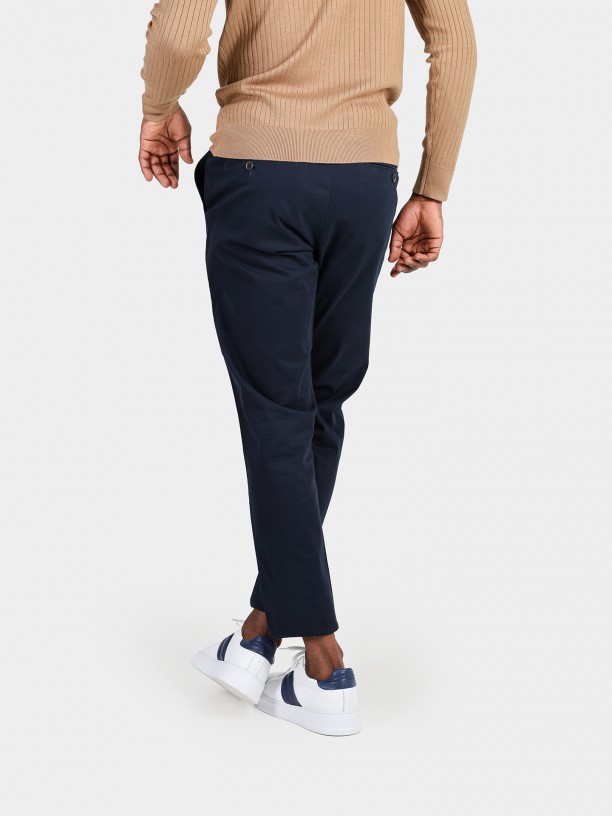 Slim fit elastic cotton chino trousers