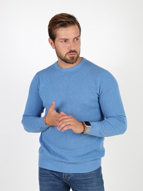 Cotton knit sweater with a round neck