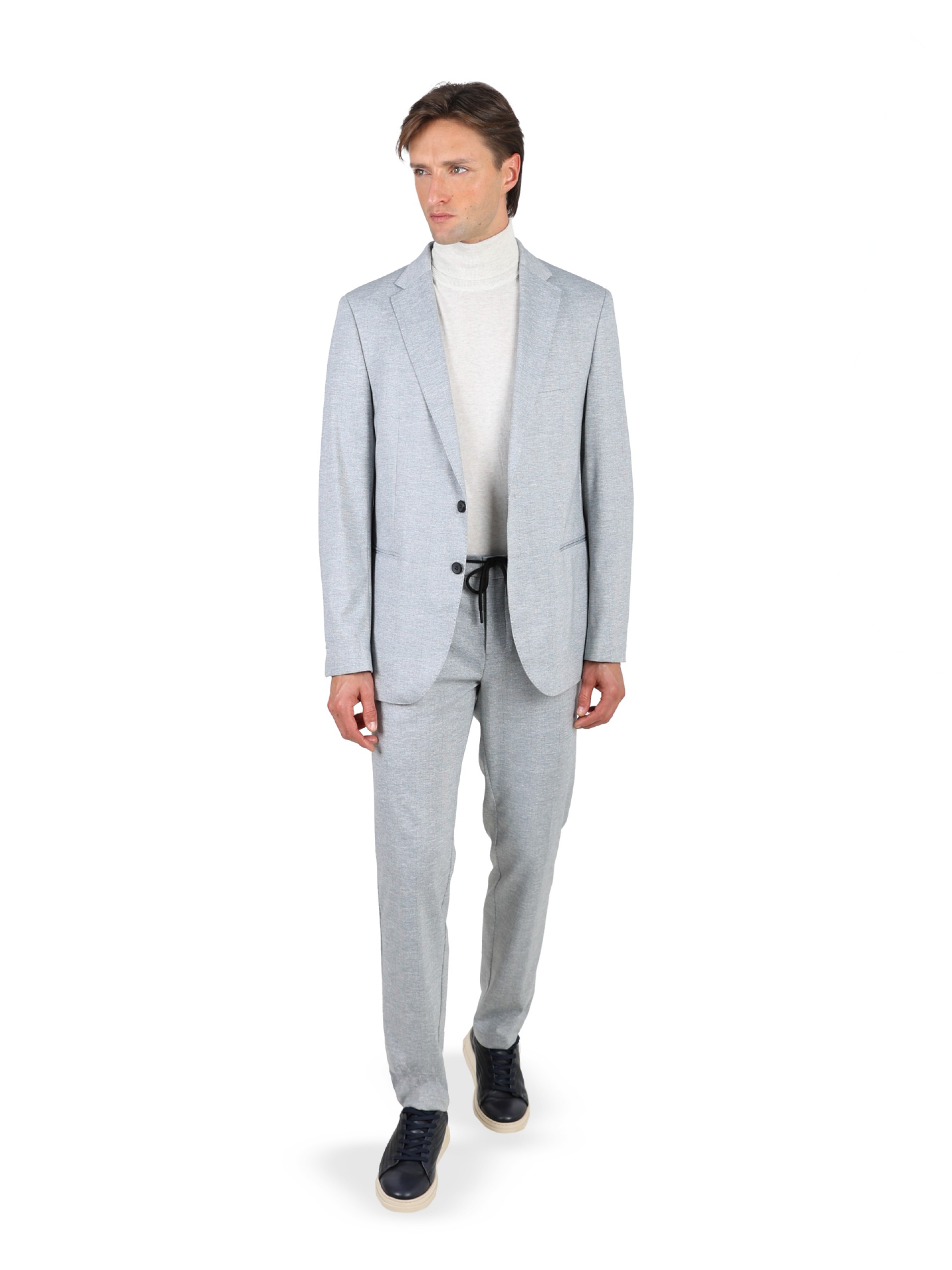 Micro pattern elasticated slim fit suit