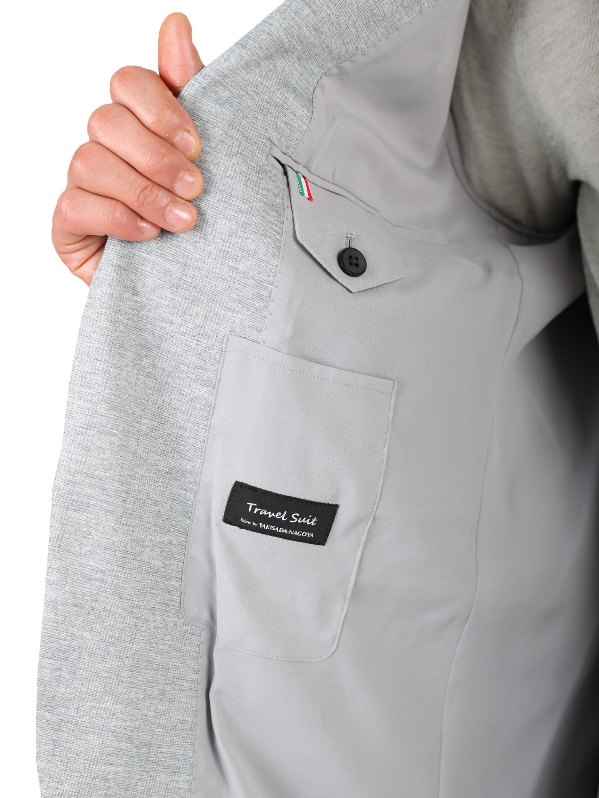 Micro pattern elasticated slim fit suit