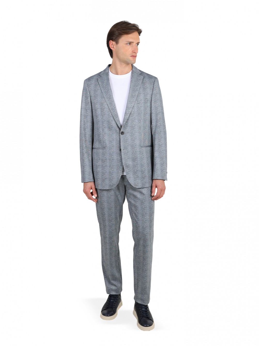 Fato slim fit el�stico micro padr�o