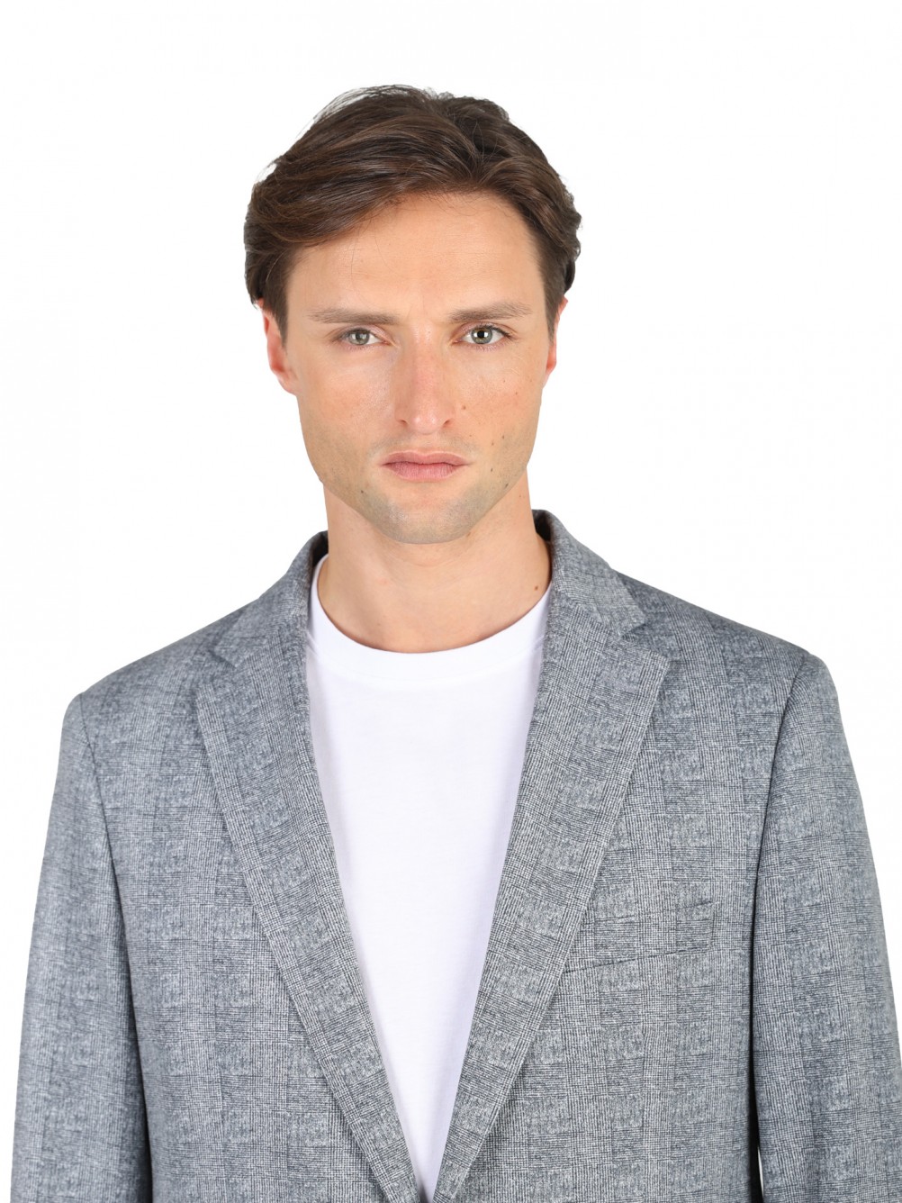 Fato slim fit el�stico micro padr�o