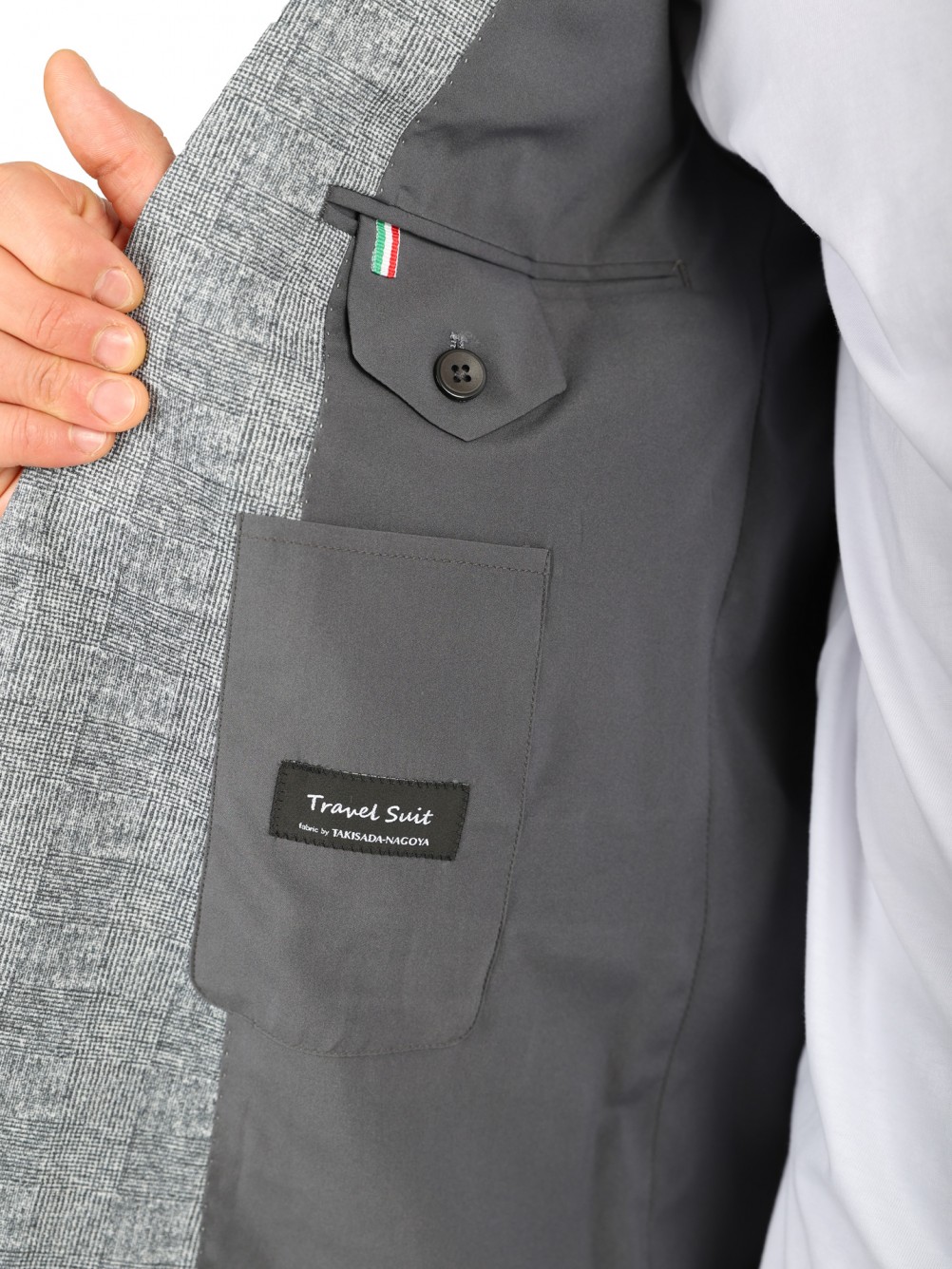 Fato slim fit el�stico micro padr�o