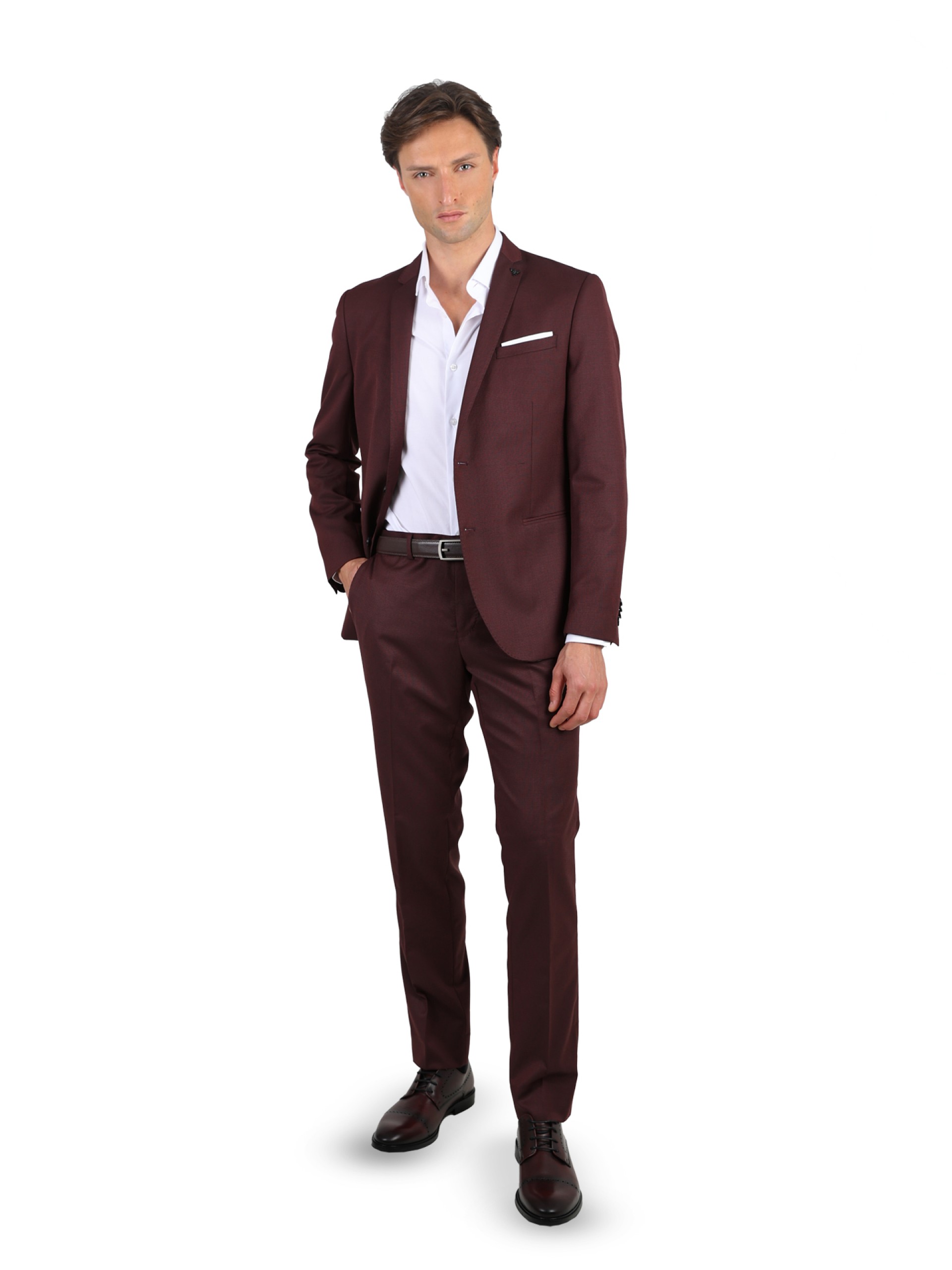 Fato de micro estrutura slim fit