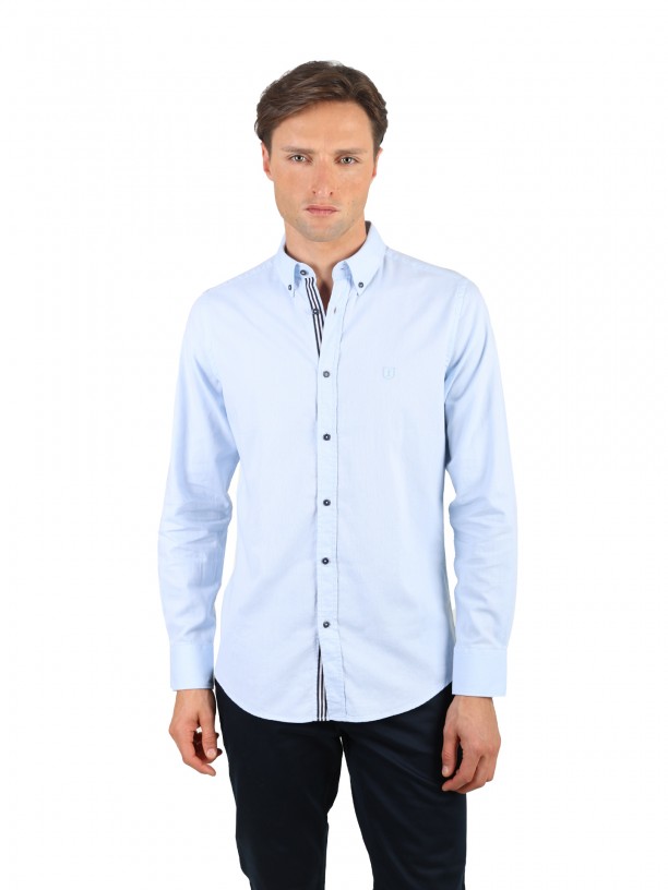 Regular fit plain casual shirt