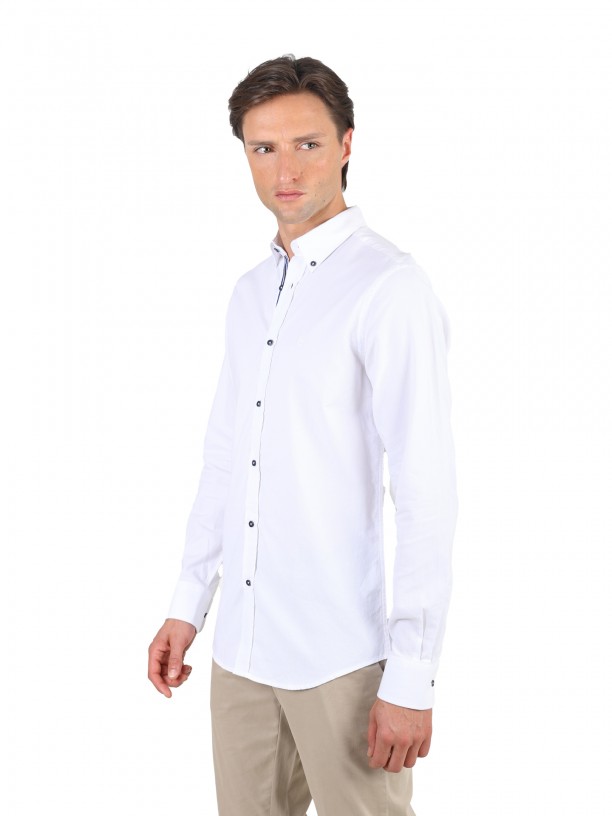 Regular fit plain casual shirt