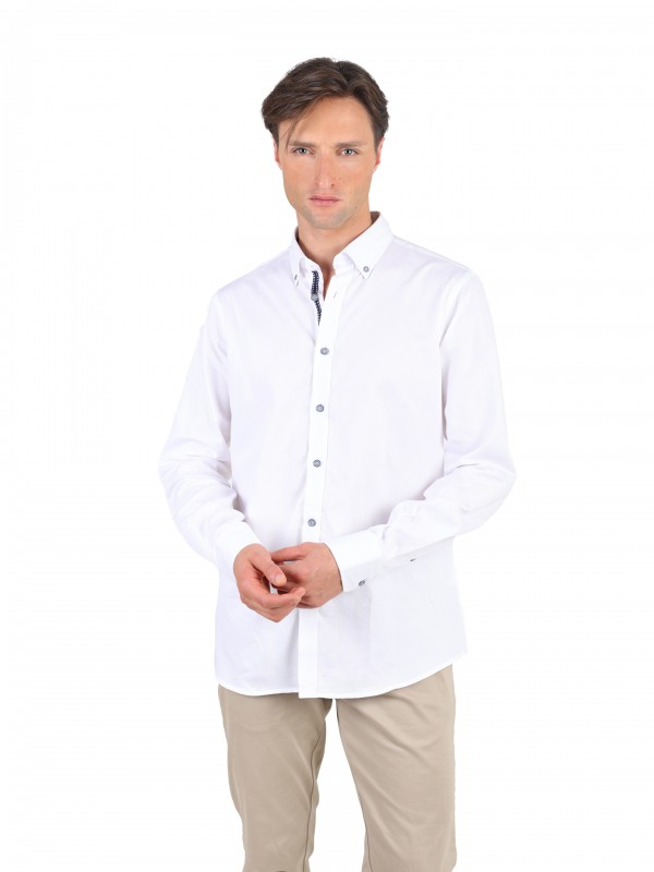 Camisa casual lisa regular fit