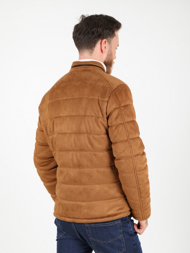 Quilted jacket with suede effect