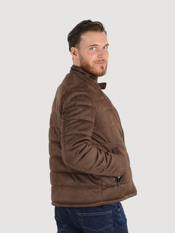 Quilted jacket with suede effect