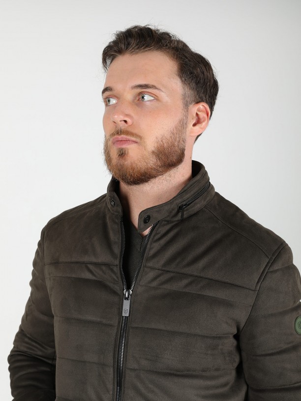 Quilted jacket with suede effect