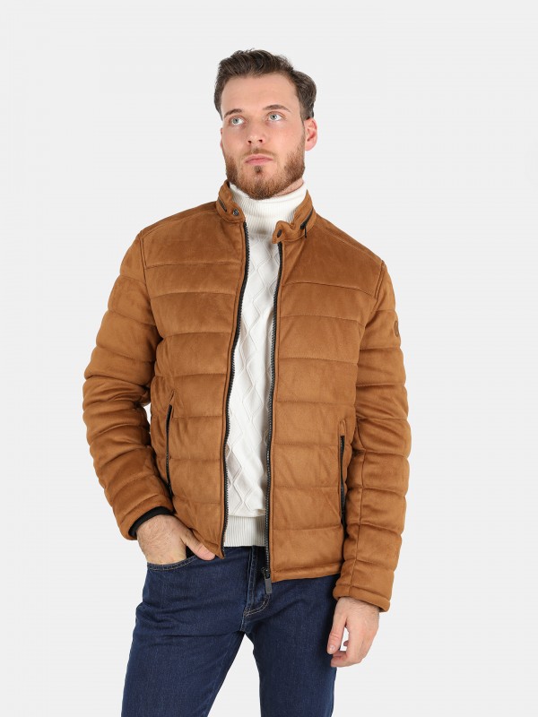 Quilted jacket with suede effect