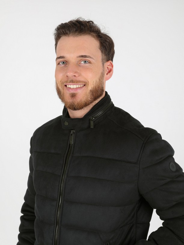 Quilted jacket with suede effect