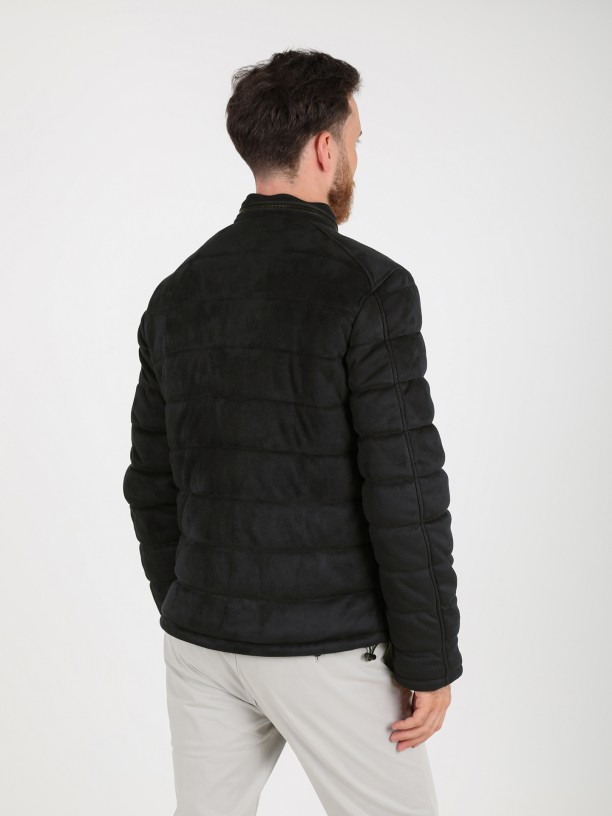 Quilted jacket with suede effect