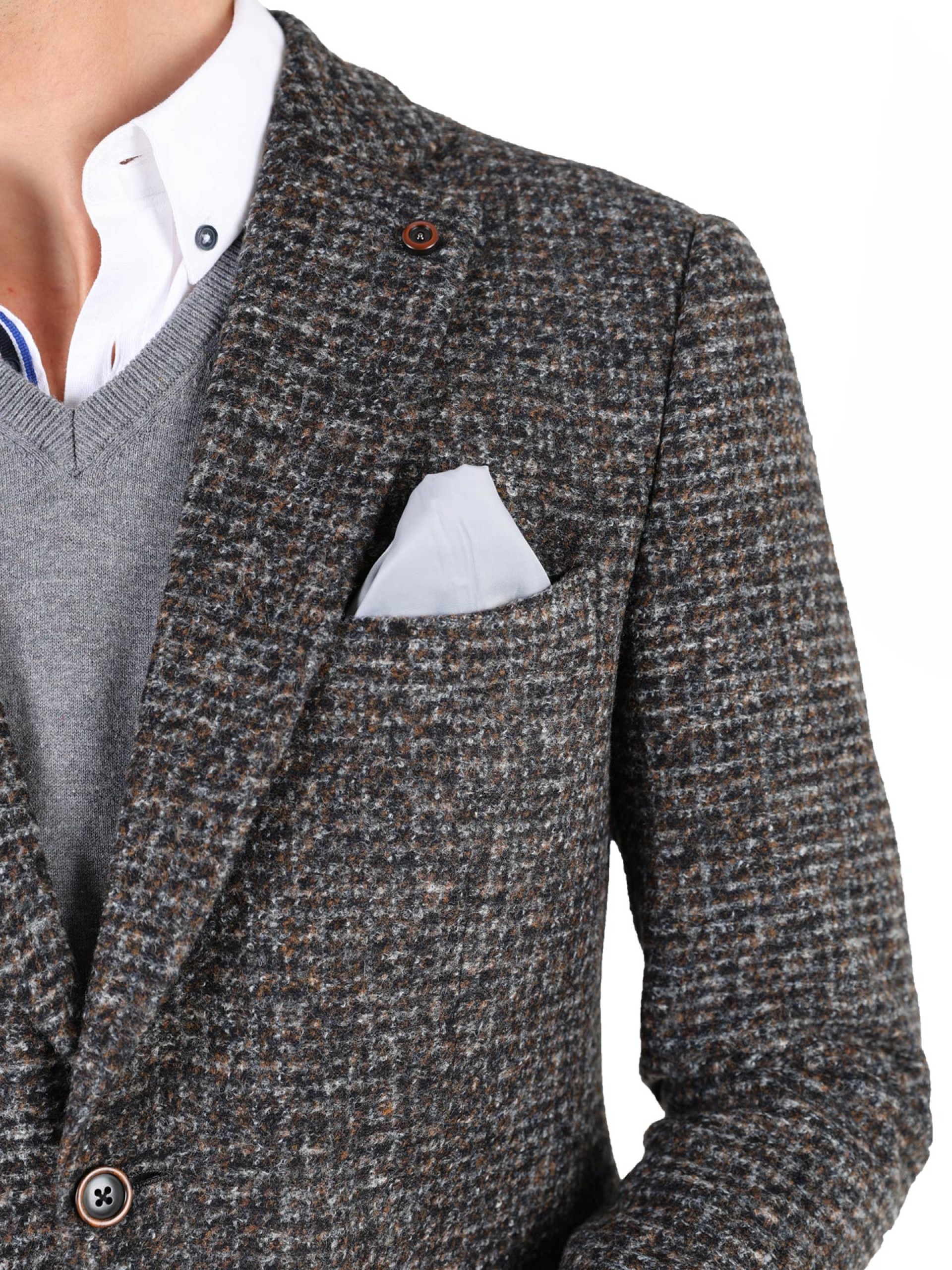 Wool blazer with embedded pocket square