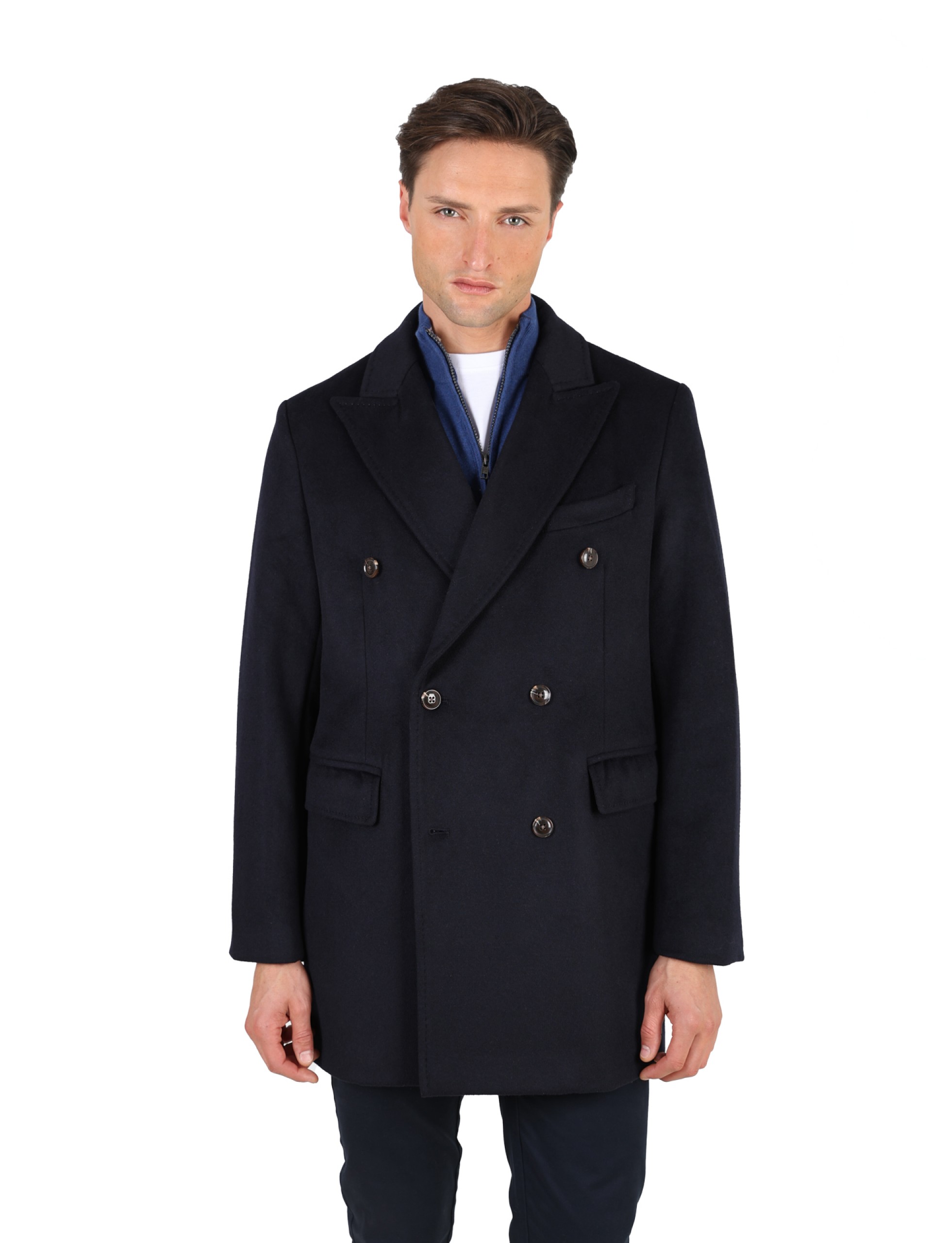 Sobretudo de lã trespassado