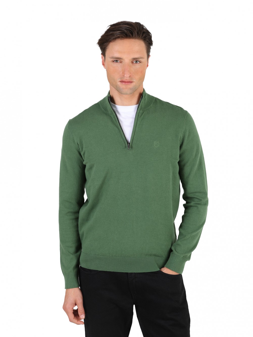 Camisola de malha meio fecho por zip