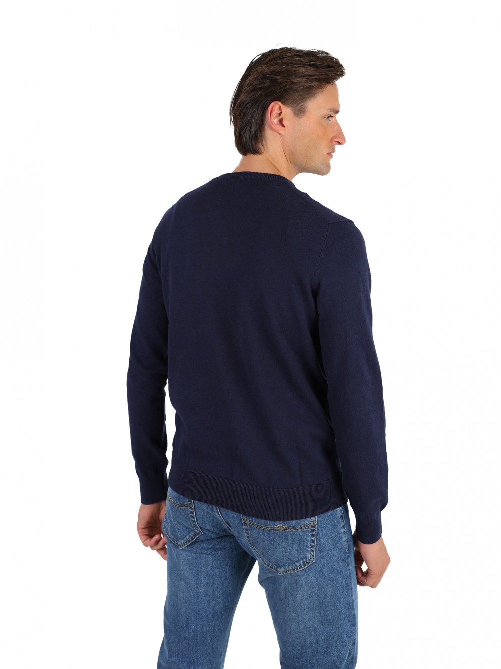 Camisola de gola em V de algodão