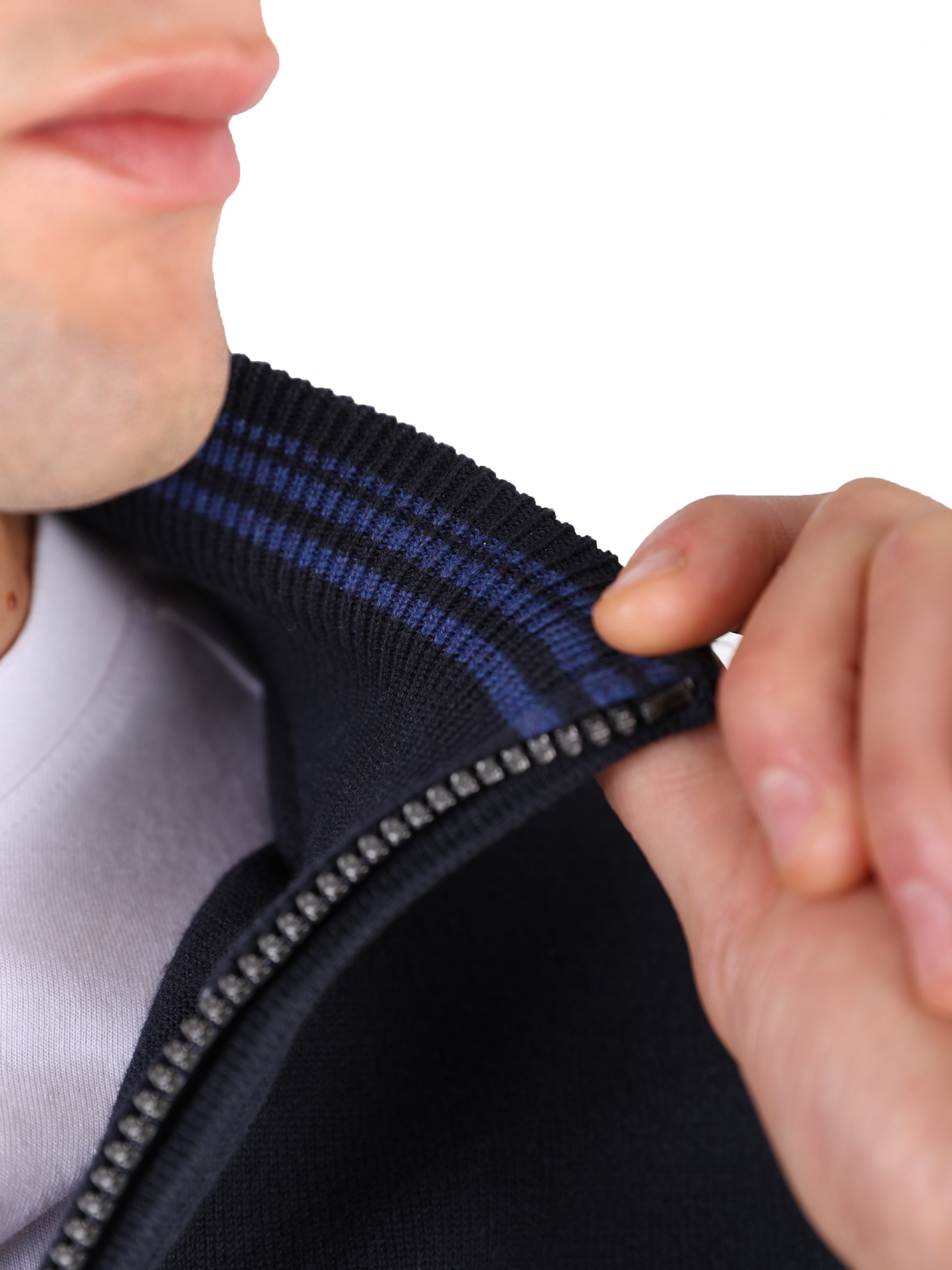 Cárdigan de punto liso con cremallera