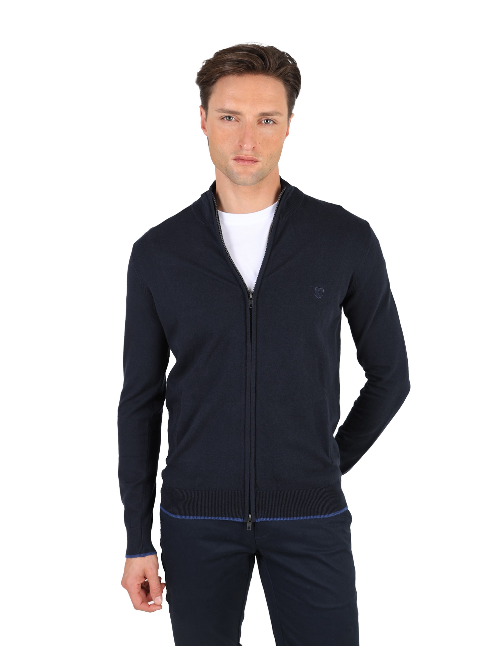 Cárdigan de punto liso con cremallera