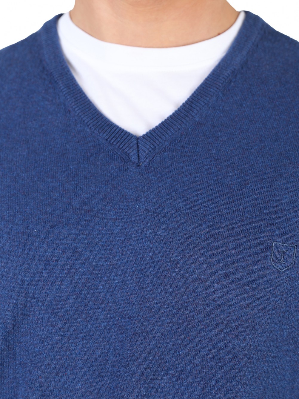 Camisola de gola em V de algodão