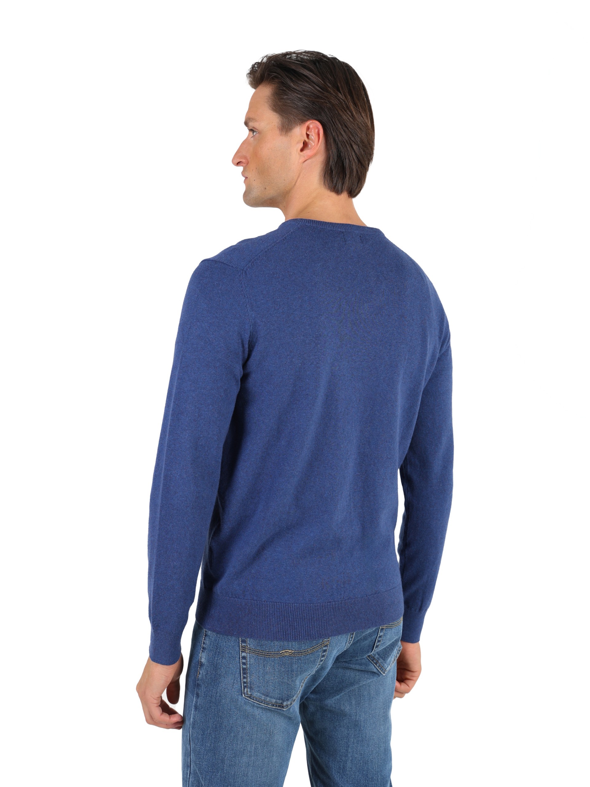 Camisola de gola em V de algodão