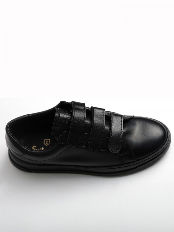 Sapatilha de pele polida com velcro Sapatilha de pele polida com velcro