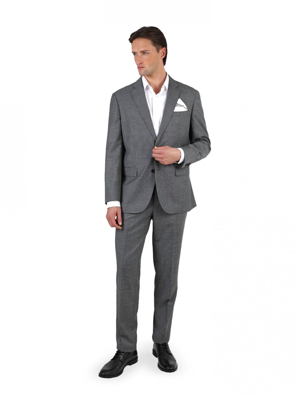 Regular-fit micro-pattern wool suit