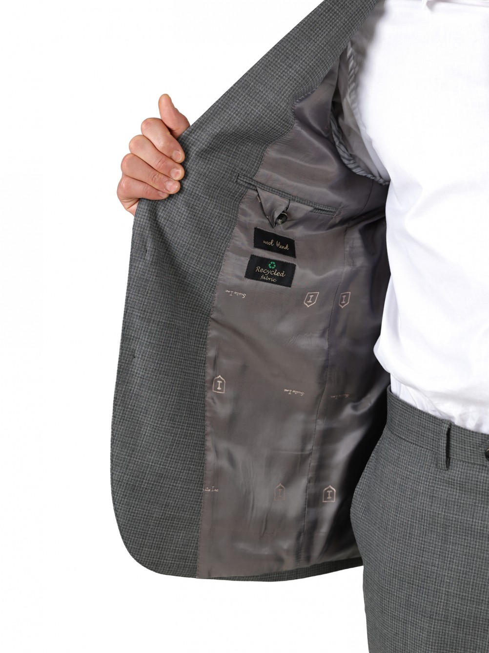 Regular-fit micro-pattern wool suit