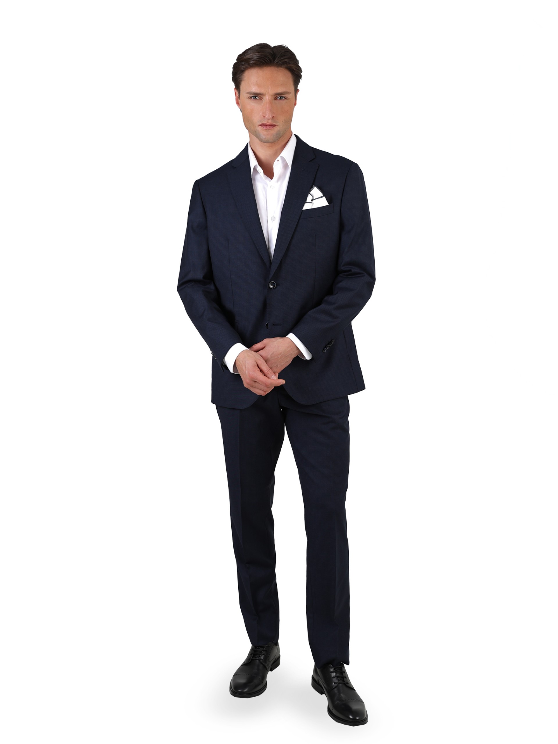 Traje de micro estampado regular fit de lana