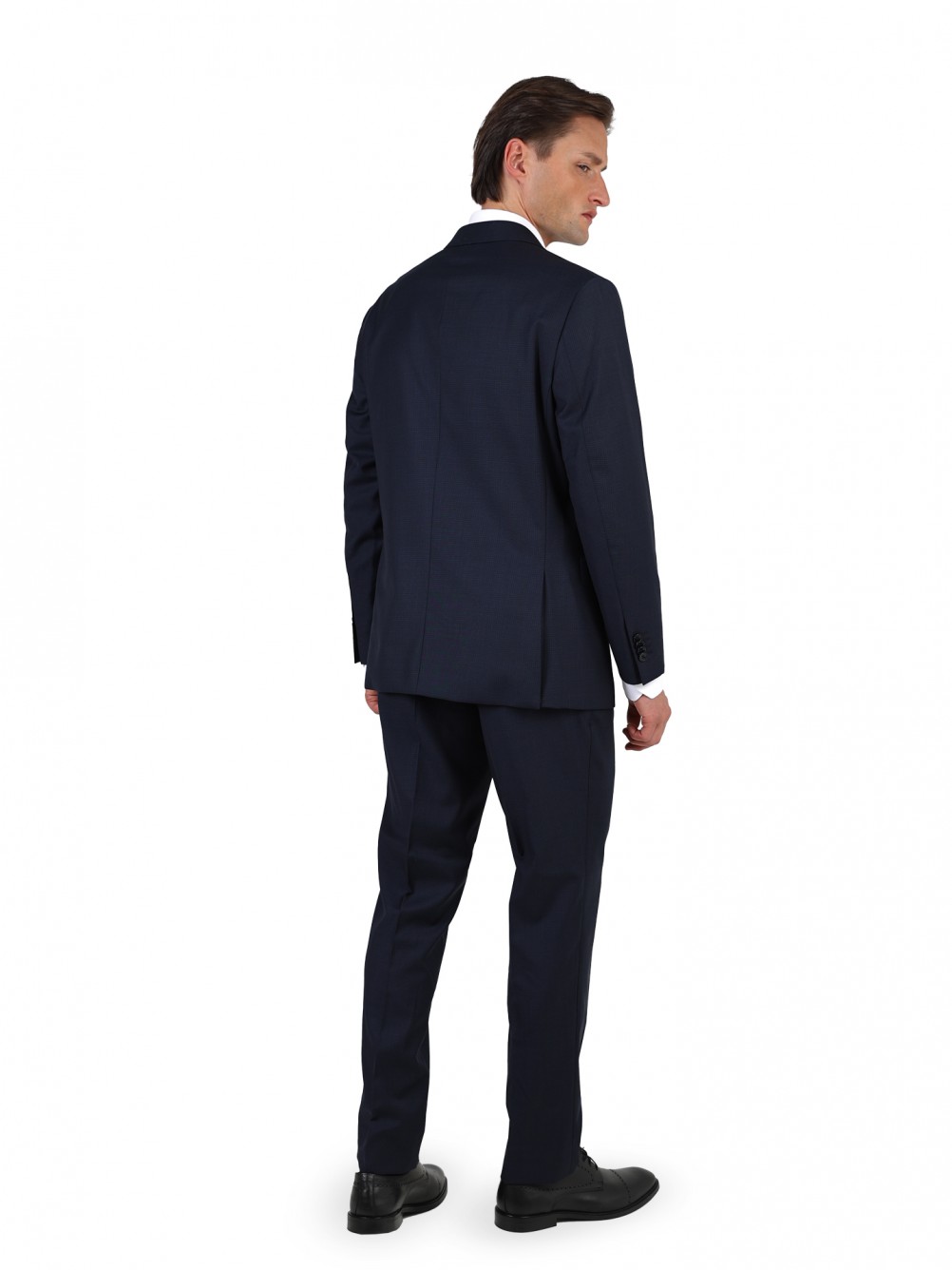 Regular-fit micro-pattern wool suit