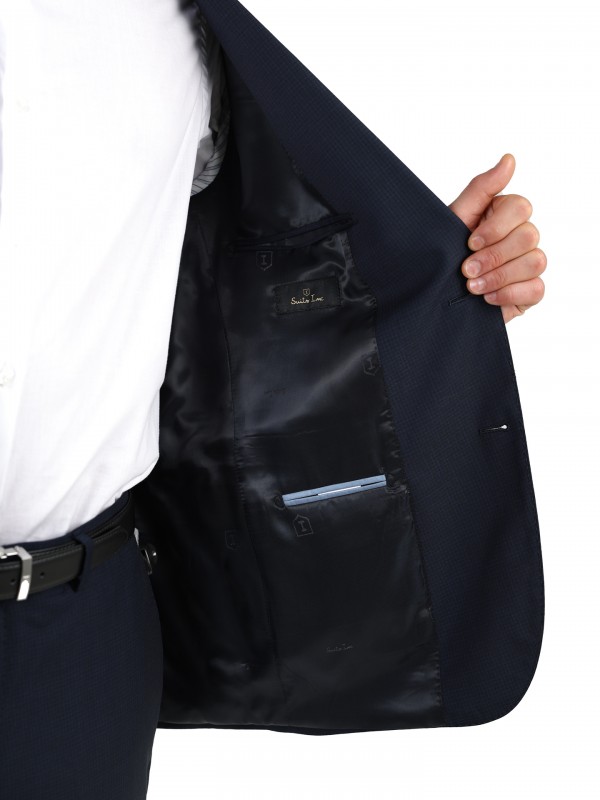 Fato de micro padrão regular fit de lã Fato de micro padrão regular fit de lã