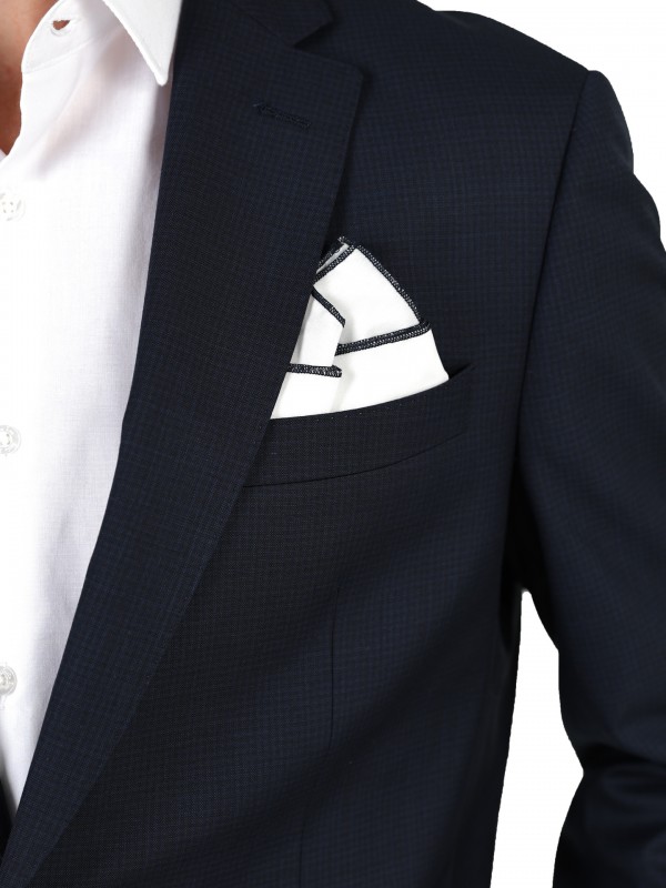 Fato de micro padrão regular fit de lã Fato de micro padrão regular fit de lã