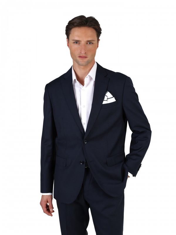 Fato de micro padrão regular fit de lã Fato de micro padrão regular fit de lã