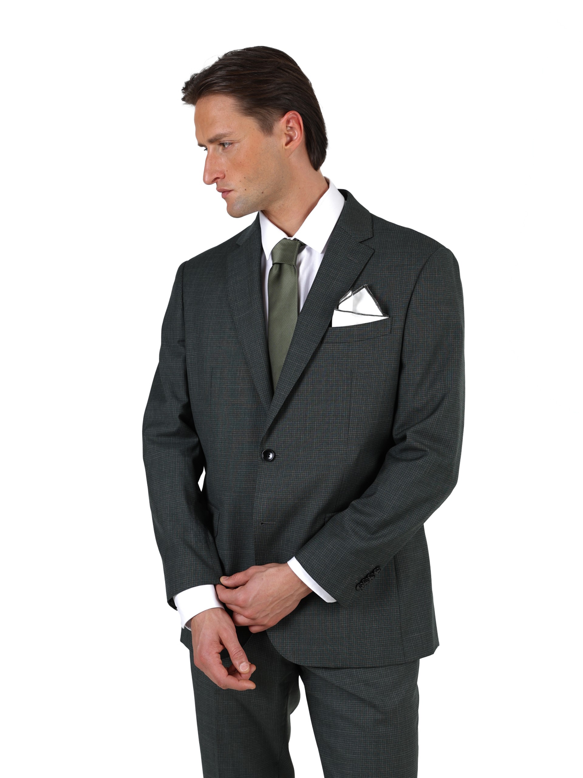 Traje de micro estampado regular fit de lana